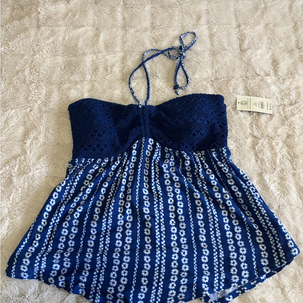 Blue Crochet Halter Top
